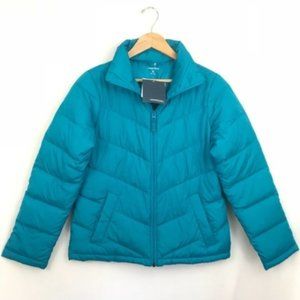 Lands End Teal Down Puffer Winter Jacket B35